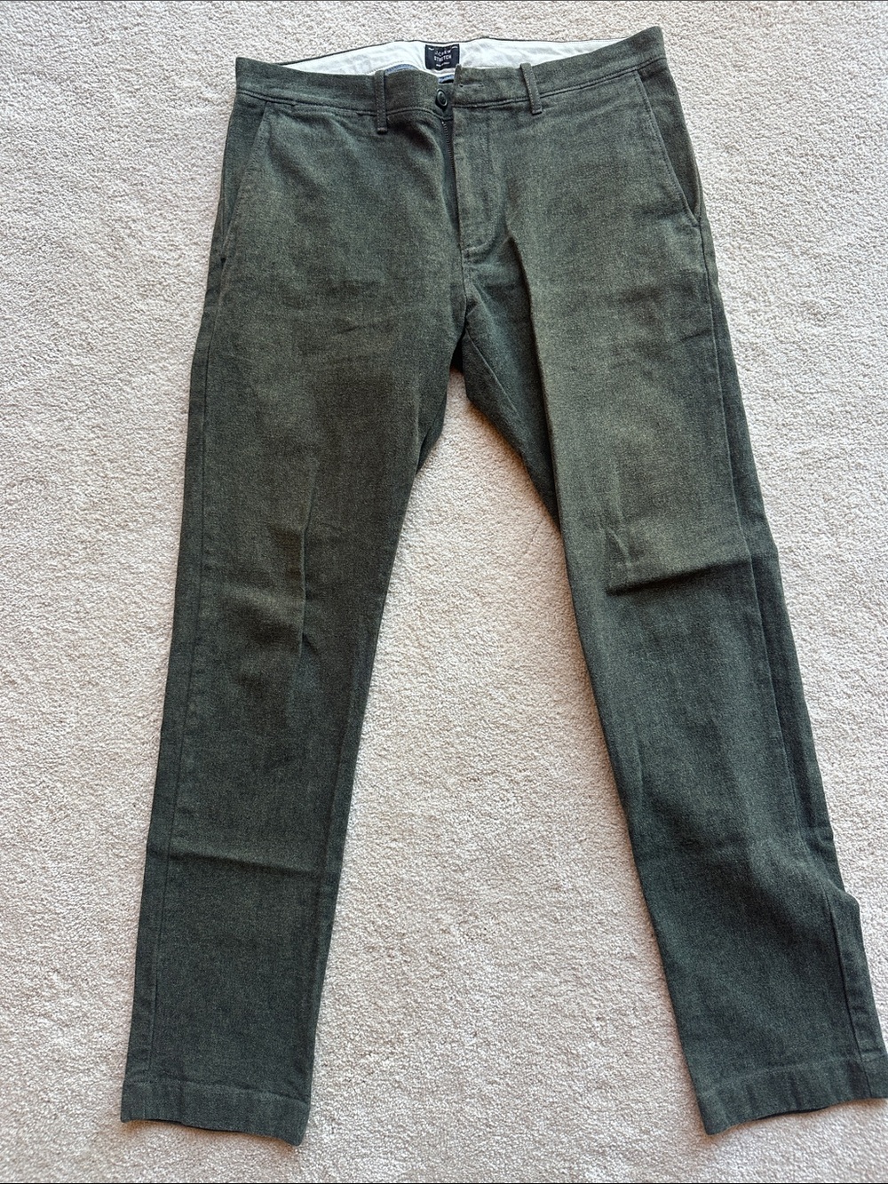 J. Crew Olive Green Chino Pants 484 Slim Stretch
